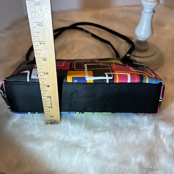 2 pc 90’s abstract sm blk shoulder bag w/ squares,white,orange,green,blue + Ipsy - Picture 5 of 7